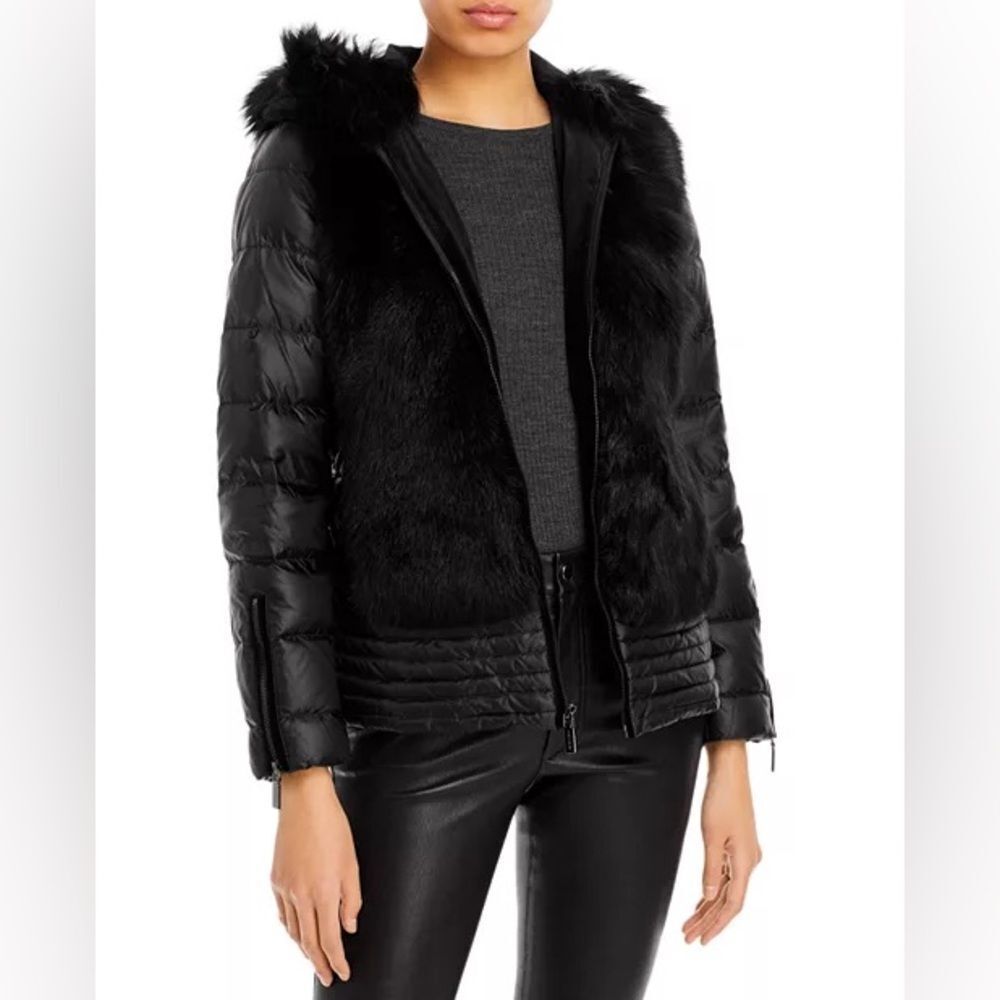 Nwt Dawn Levy Hooded Shearling Panel Coat — image 2 of 8